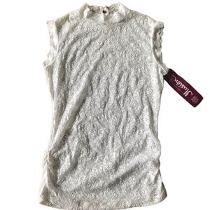 NWT Illusion white lace mock neck top.
